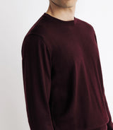 Pull en laine mérinos col rond bordeaux - IZAC