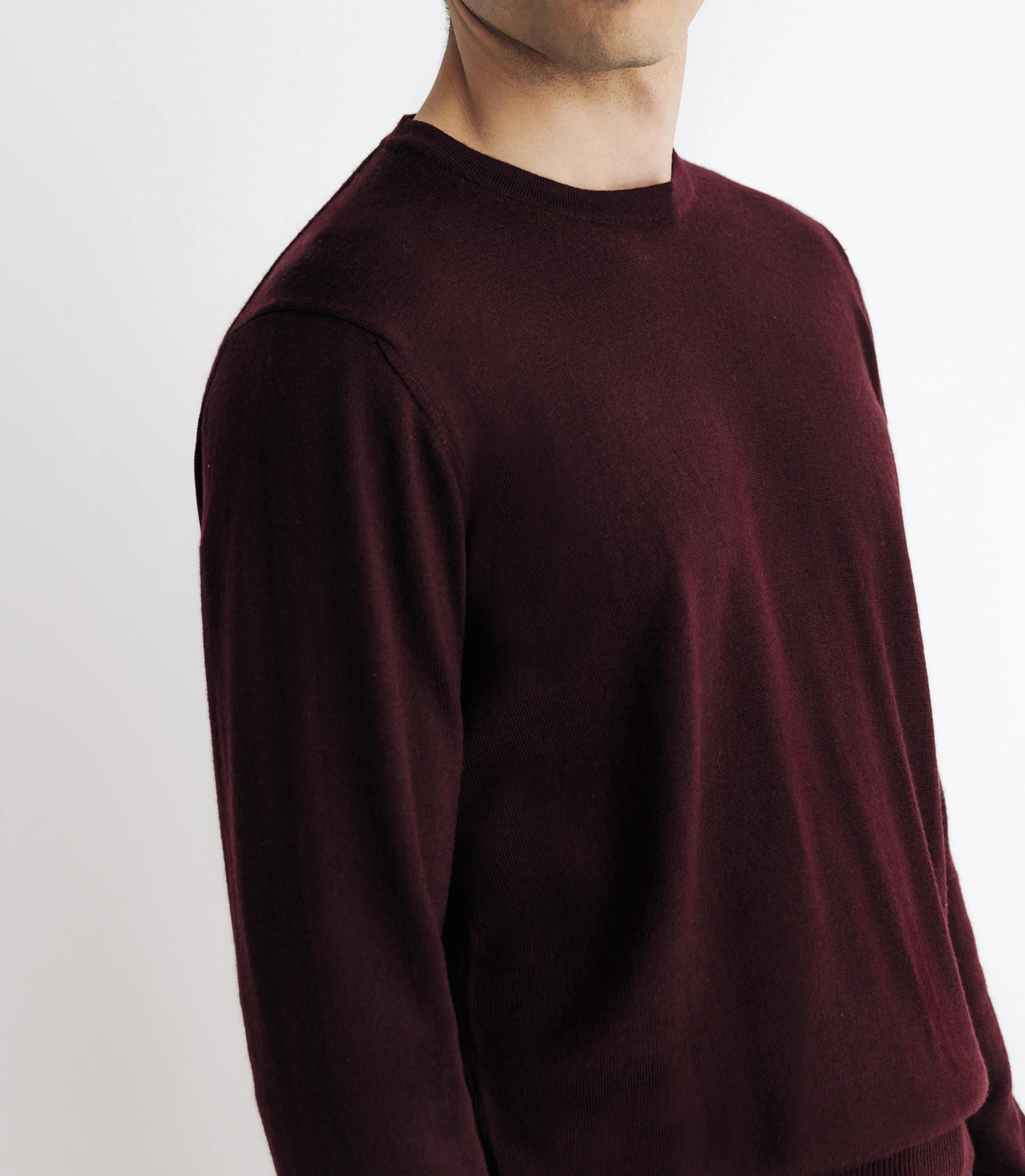 Pull en laine mérinos col rond bordeaux - IZAC