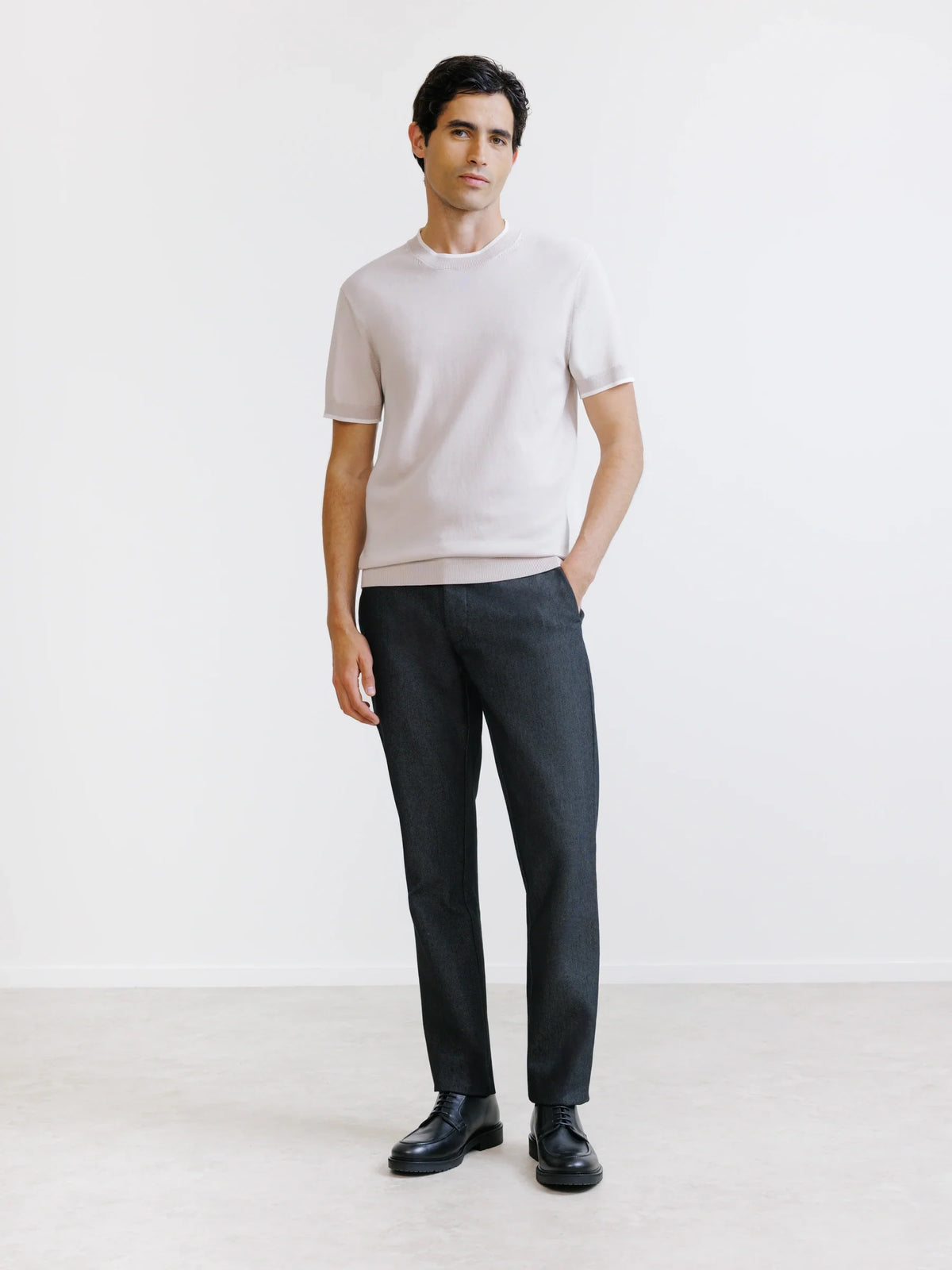 T-shirt en maille beige clair - IZAC