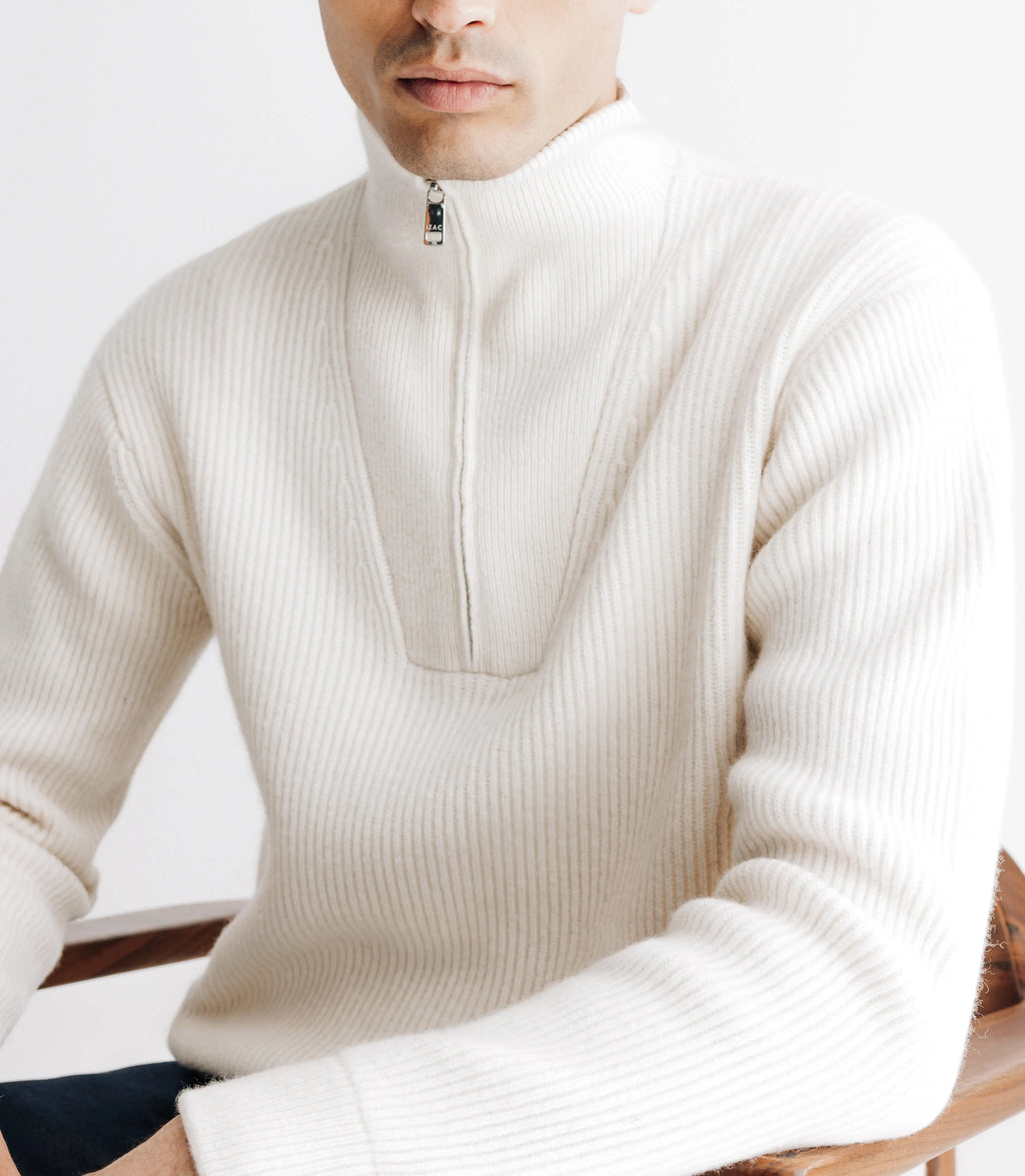 Pull lambswool col camionneur écru - IZAC
