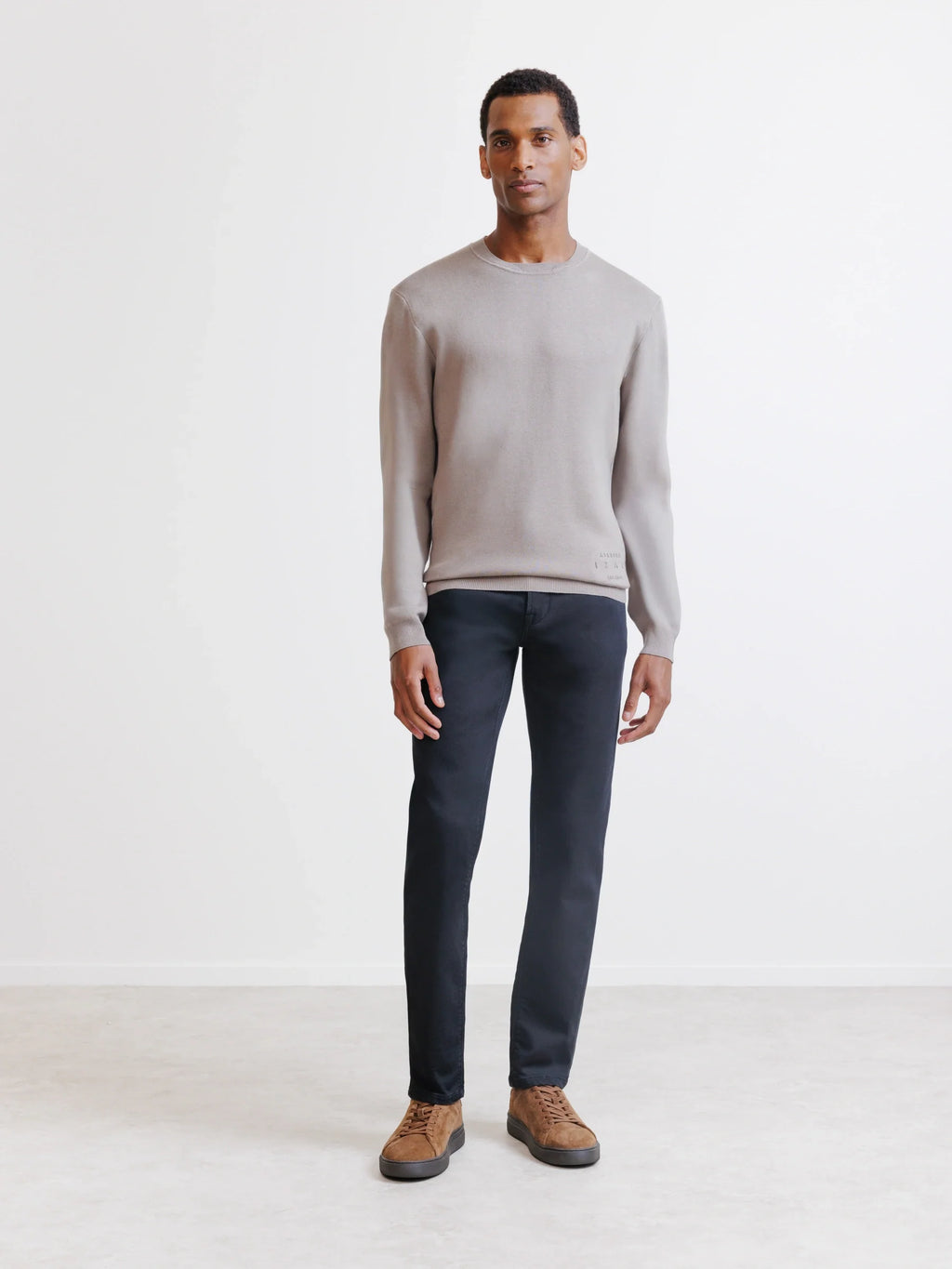 Pull col rond teddy taupe - IZAC