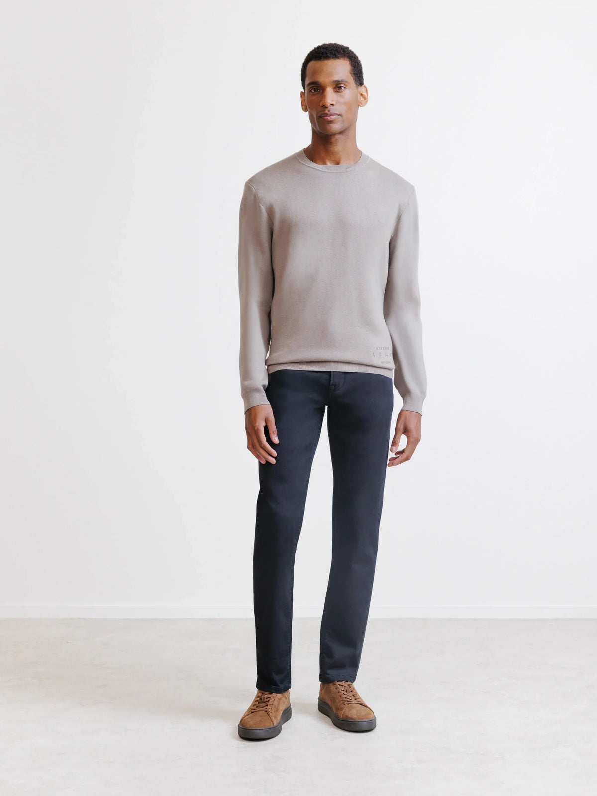 Pull col rond teddy taupe - IZAC