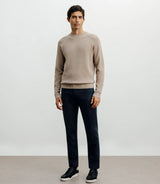 Pull col rond jeux de points beige - IZAC