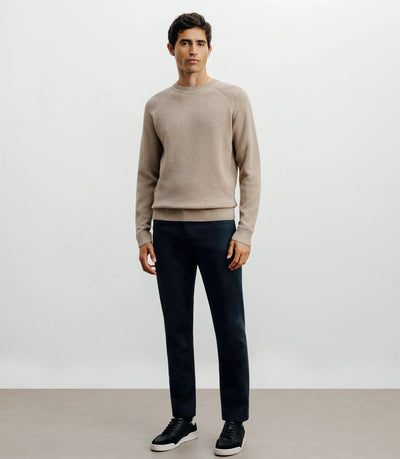 Pull col rond jeux de points beige - IZAC