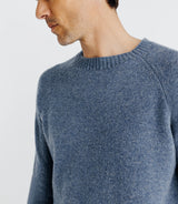 Pull lambswool col rond bleu indigo - IZAC