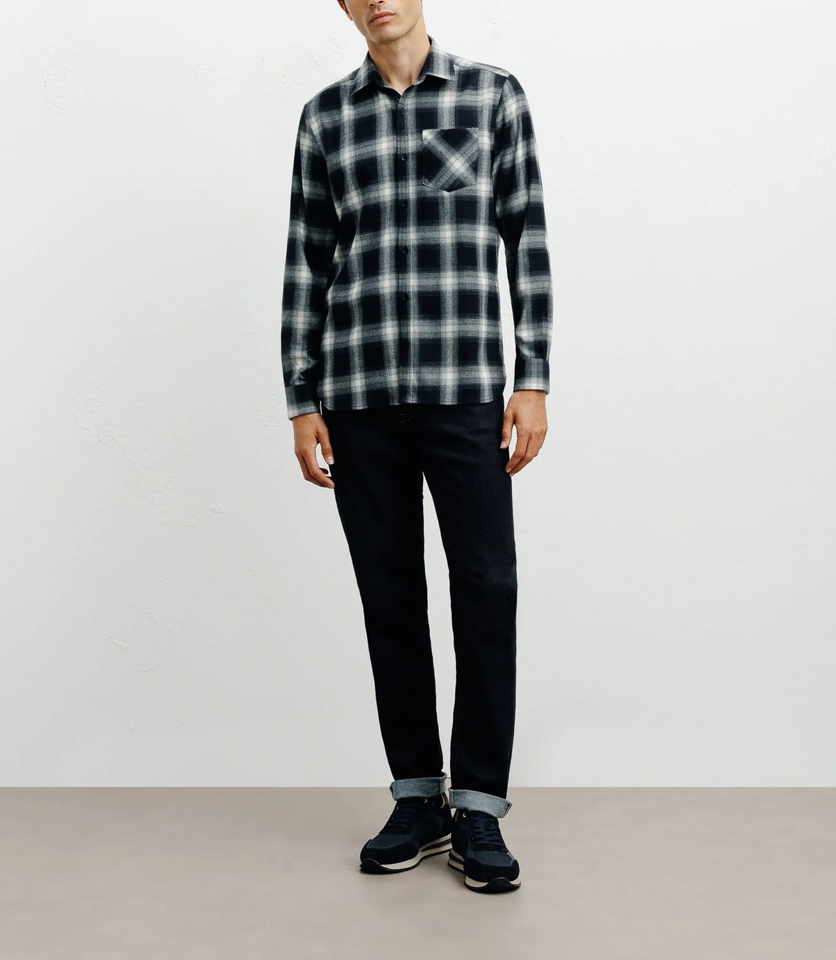 Chemise casual à petits carreaux marine - IZAC