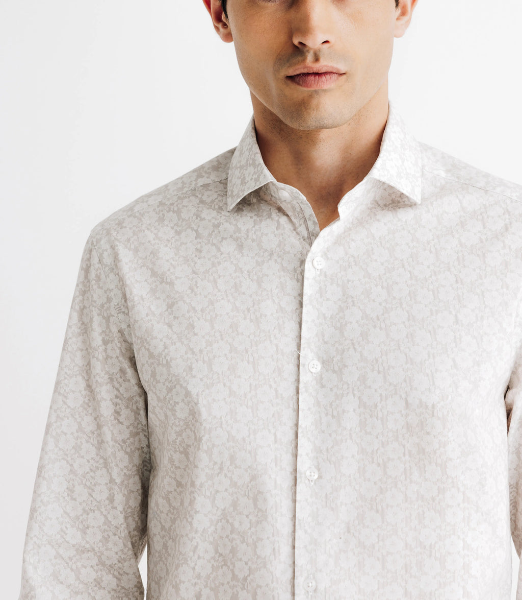 Chemise imprimée à fleurs beige - IZAC