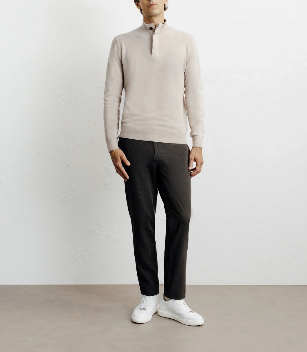 Pull col montant 100% cachemire beige - IZAC
