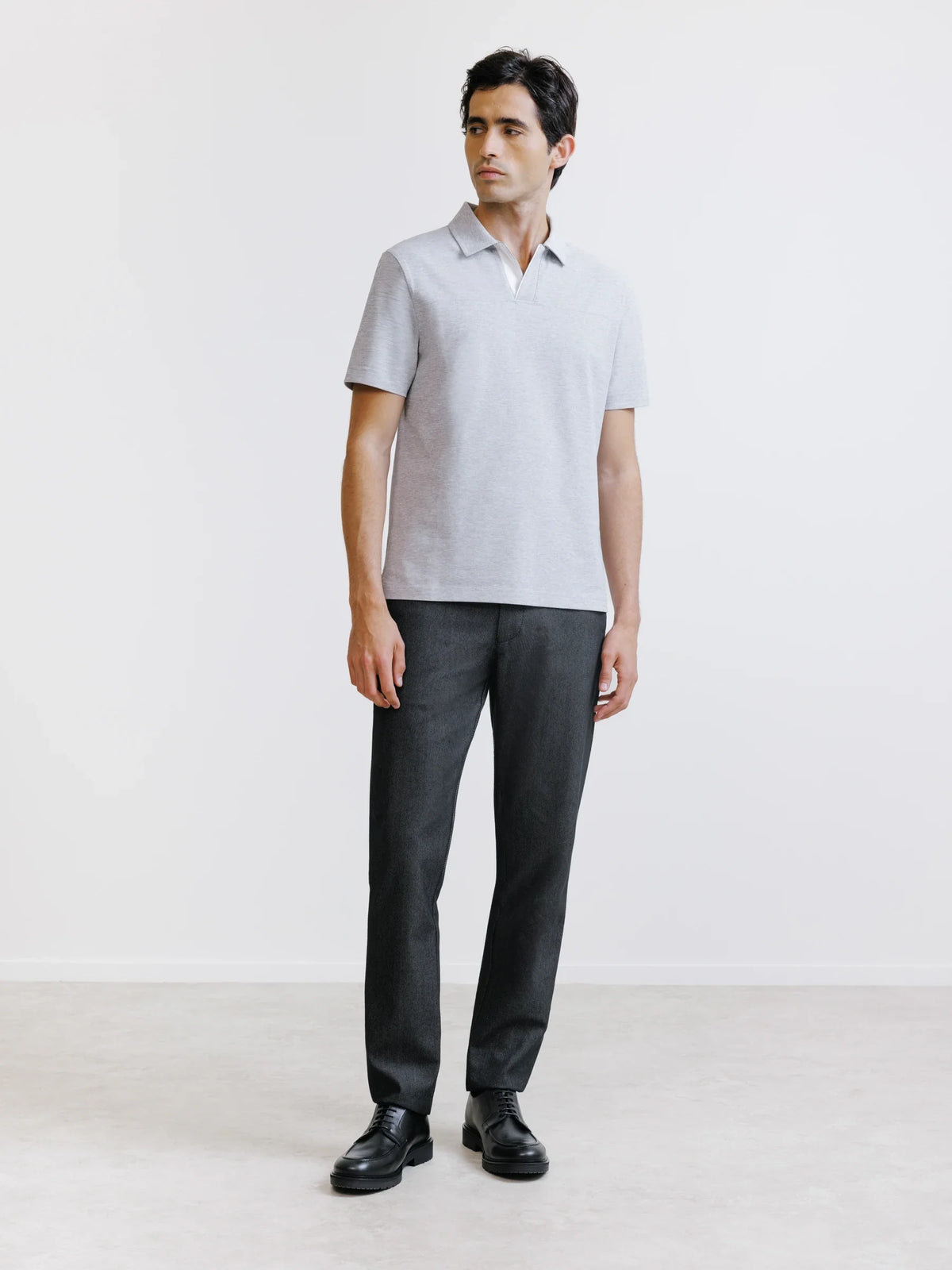 Polo col ouvert gris chiné - IZAC