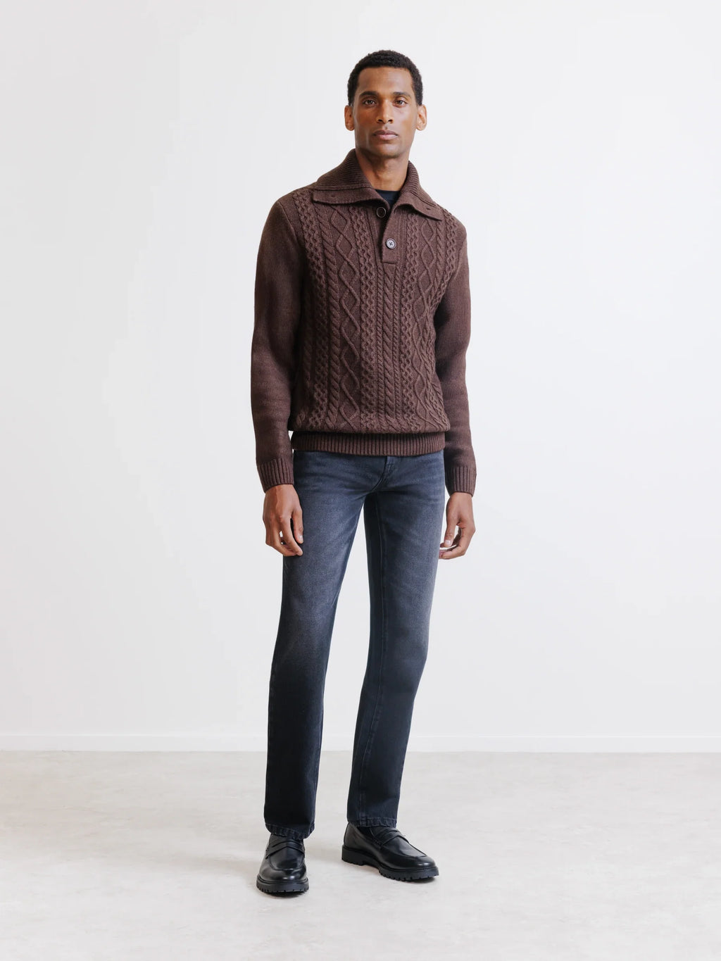 Pull col camionneur chocolat - IZAC