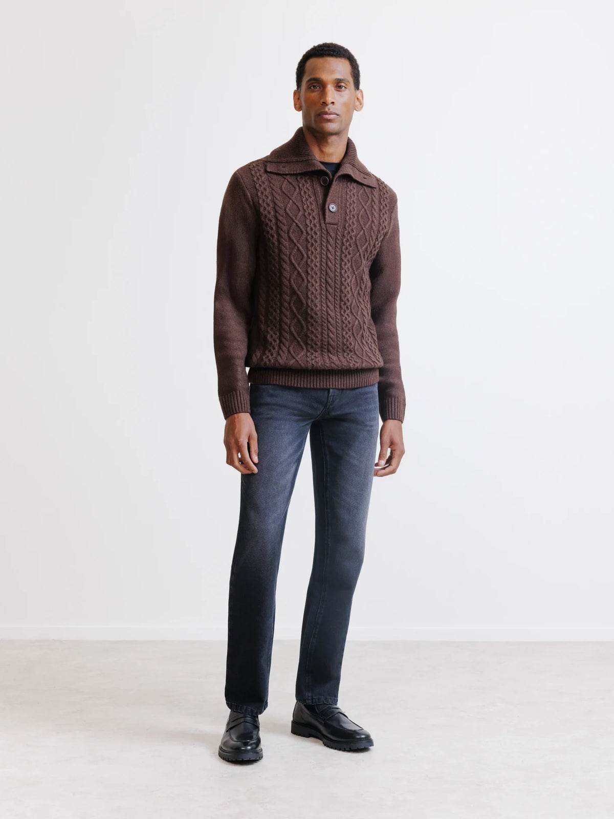 Pull col camionneur chocolat - IZAC