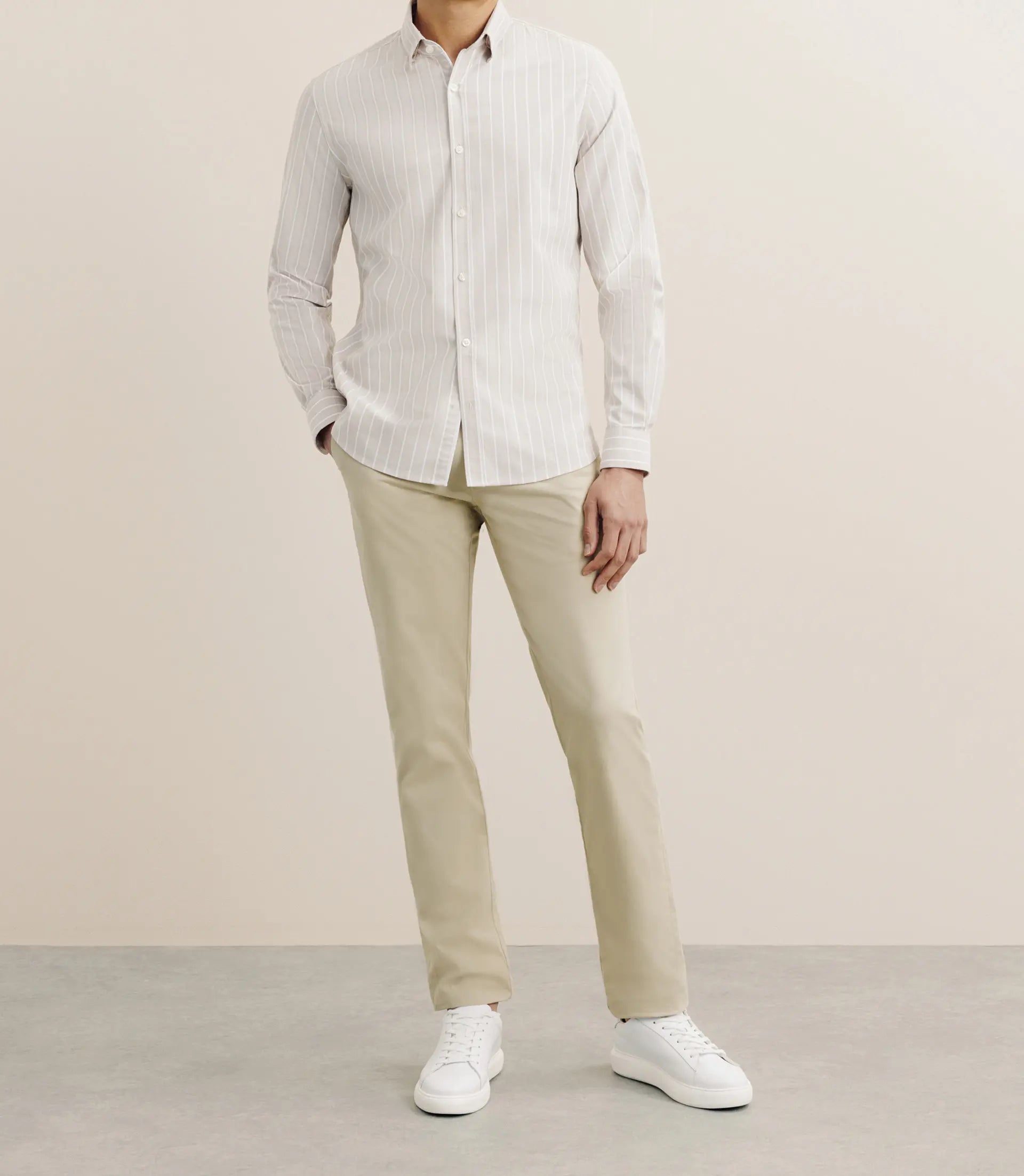 Chemise regular rayée beige - IZAC