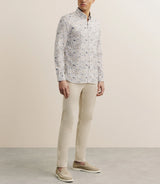 Chemise à fleurs 100% coton beige - IZAC