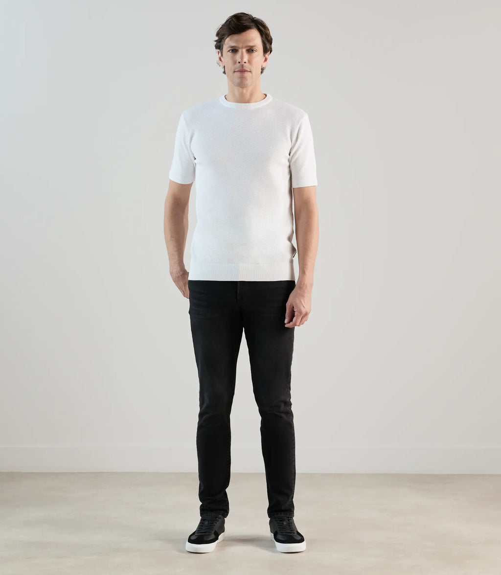 T-shirt à manches courtes en jeu de points blanc - IZAC