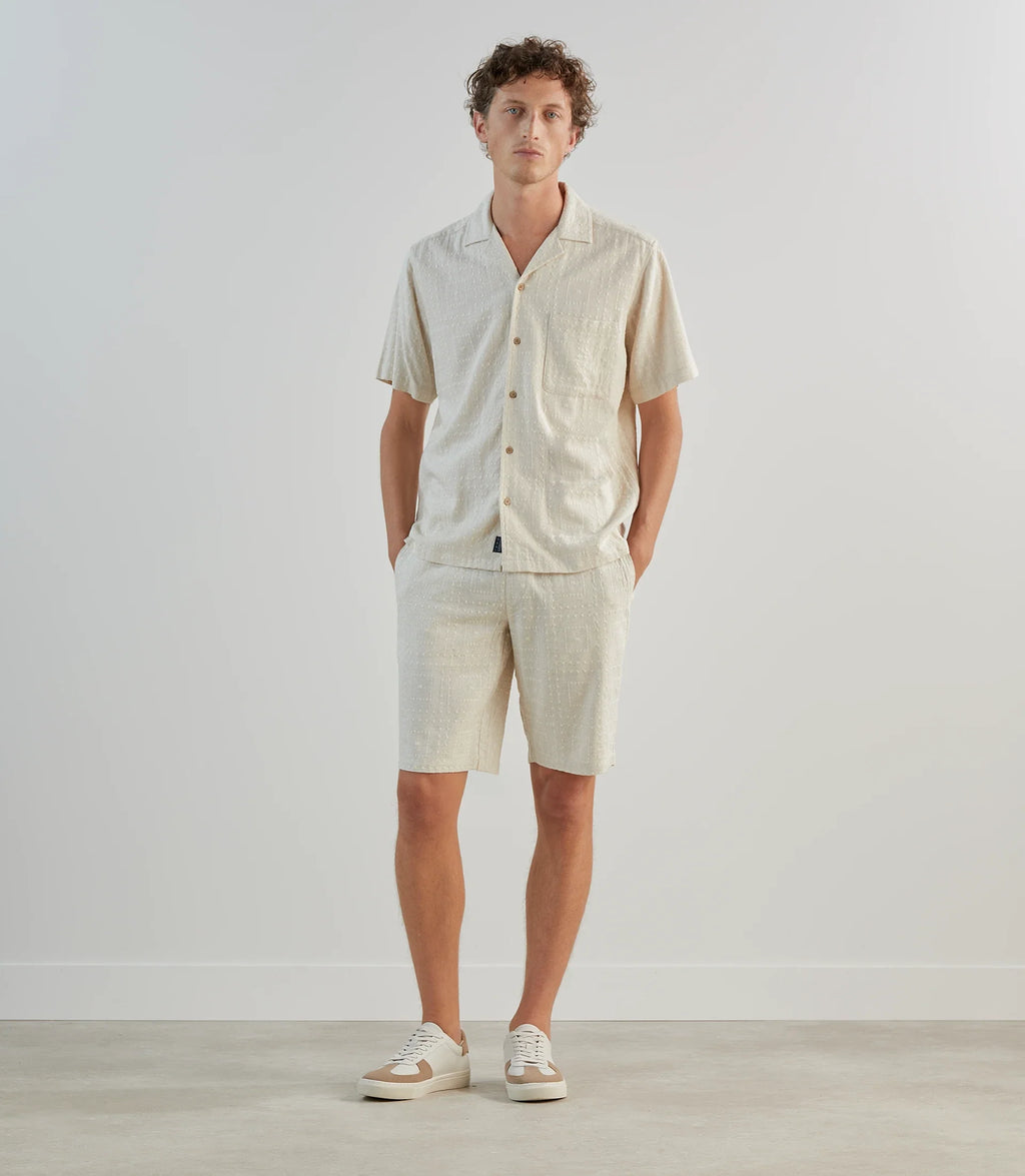 Chemise casual brodée beige - IZAC