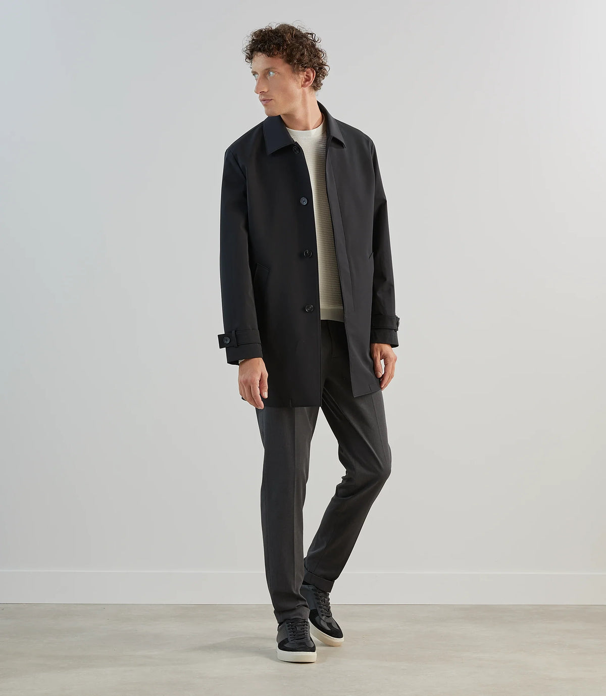 Manteau mi - long léger noir - IZAC