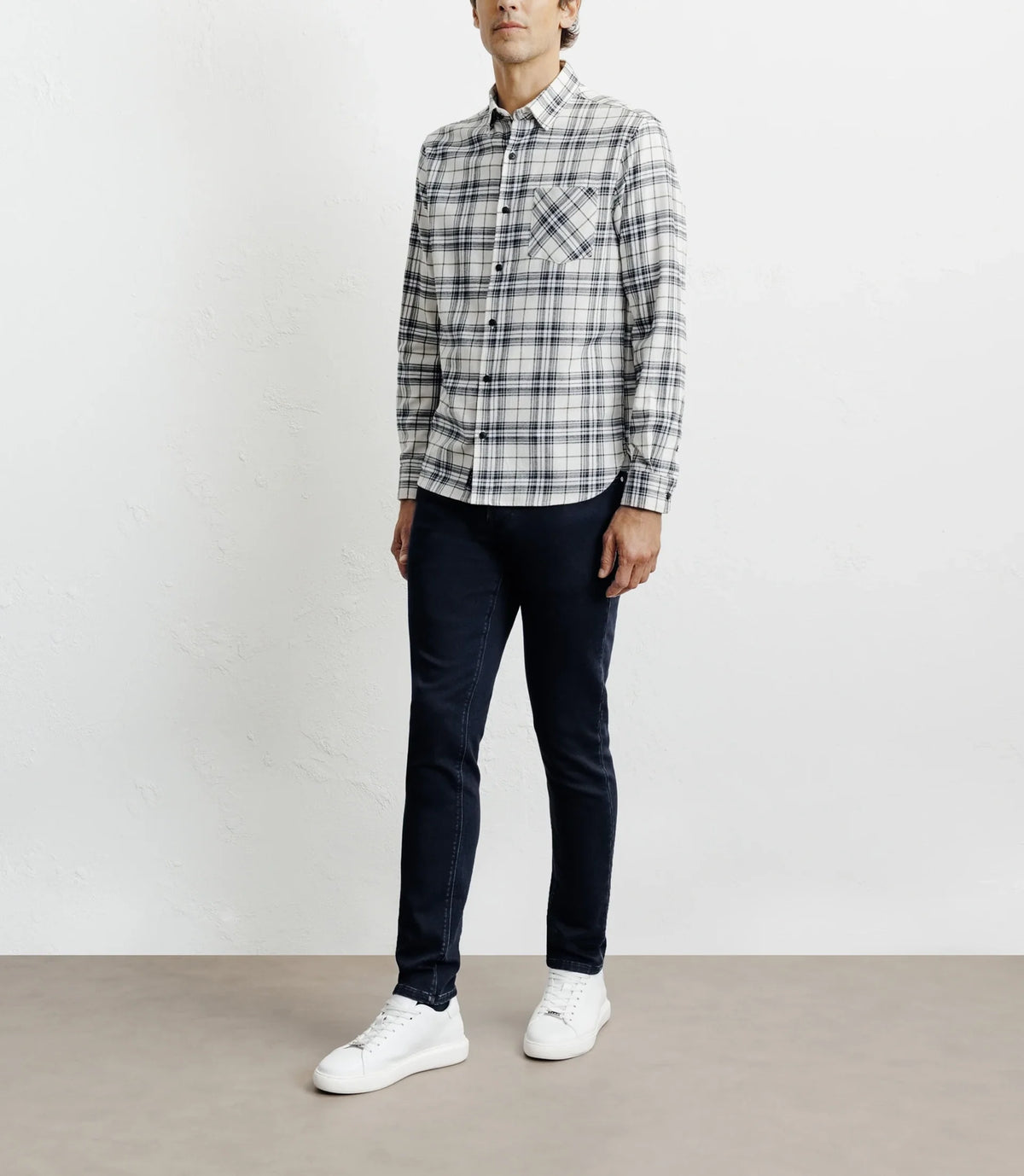 Chemise casual à petits carreaux écru - IZAC