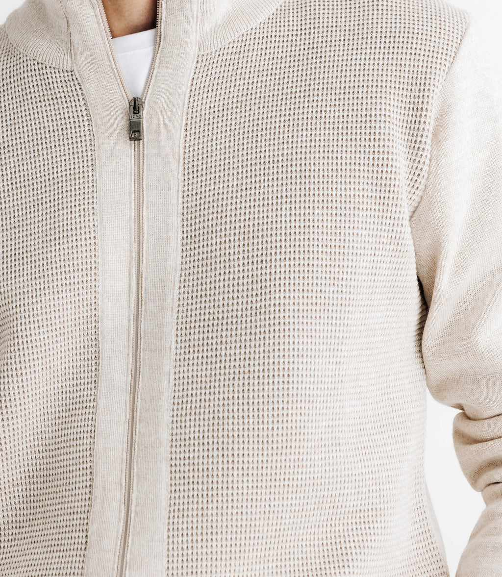 Pull gilet col montant beige - IZAC