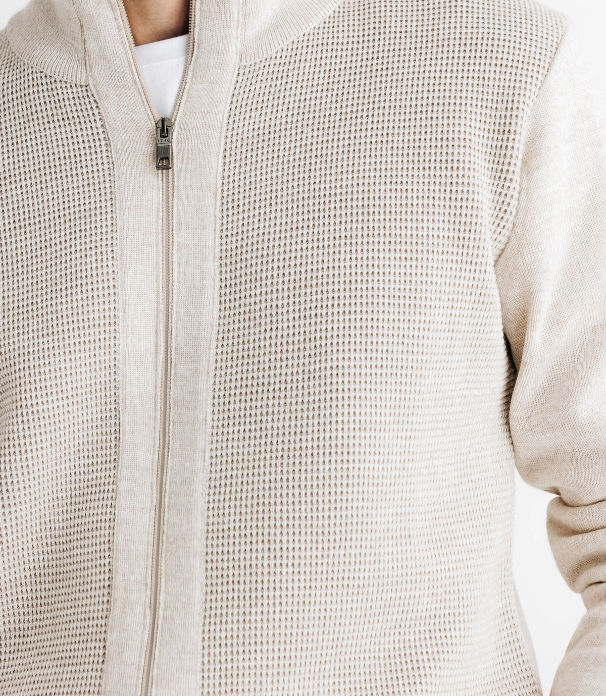 Pull gilet col montant beige - IZAC