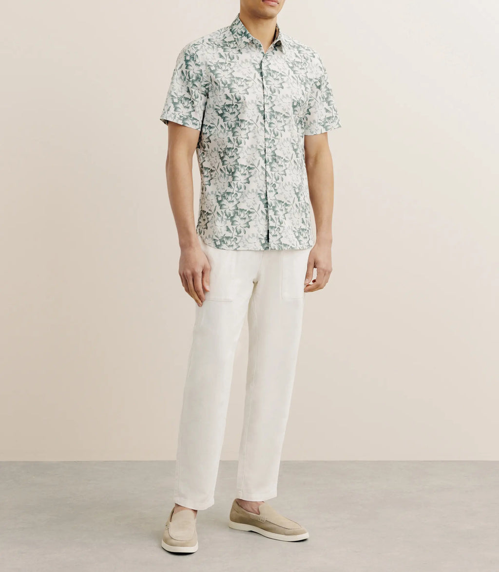 Chemise imprimée manches courtes verte - IZAC