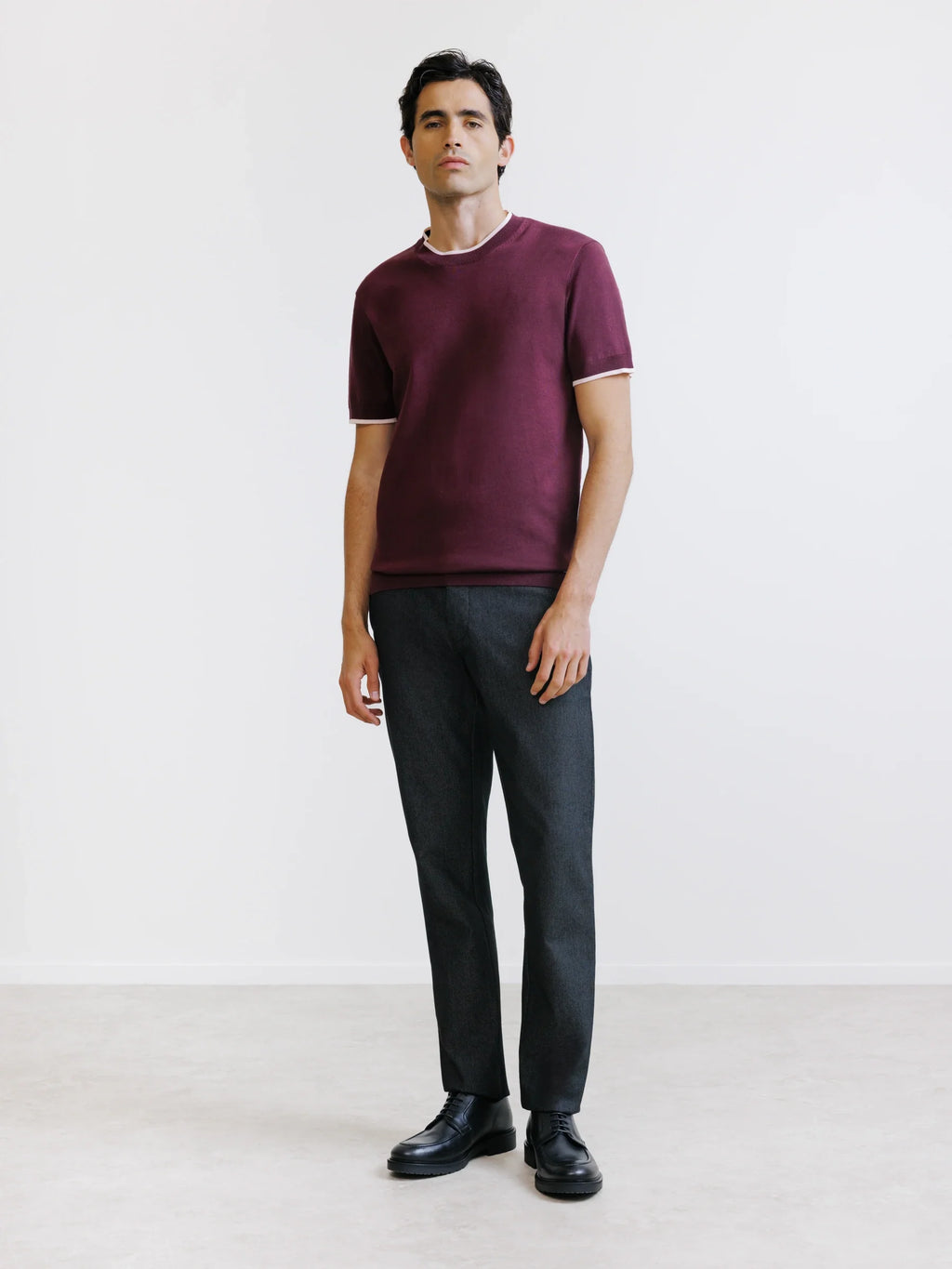 T-shirt en maille bordeaux - IZAC