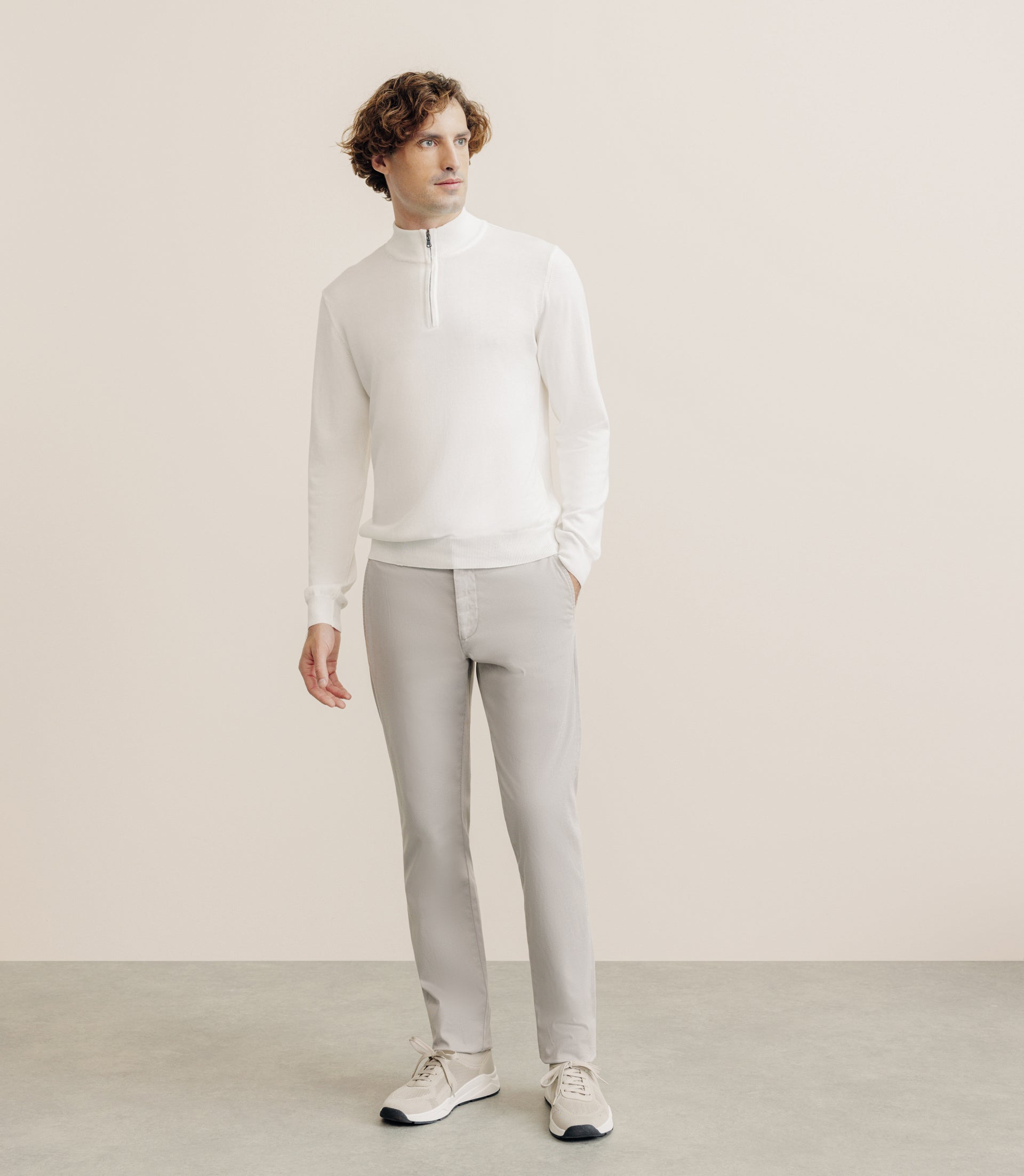 Pull col montant demi zippé écru - IZAC