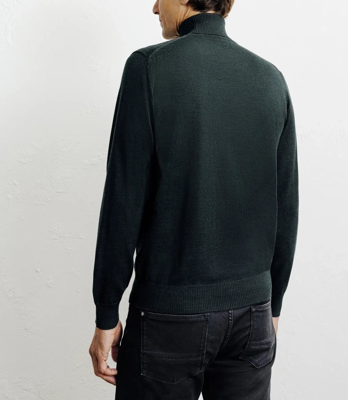 Pull col roulé vert foncé - IZAC