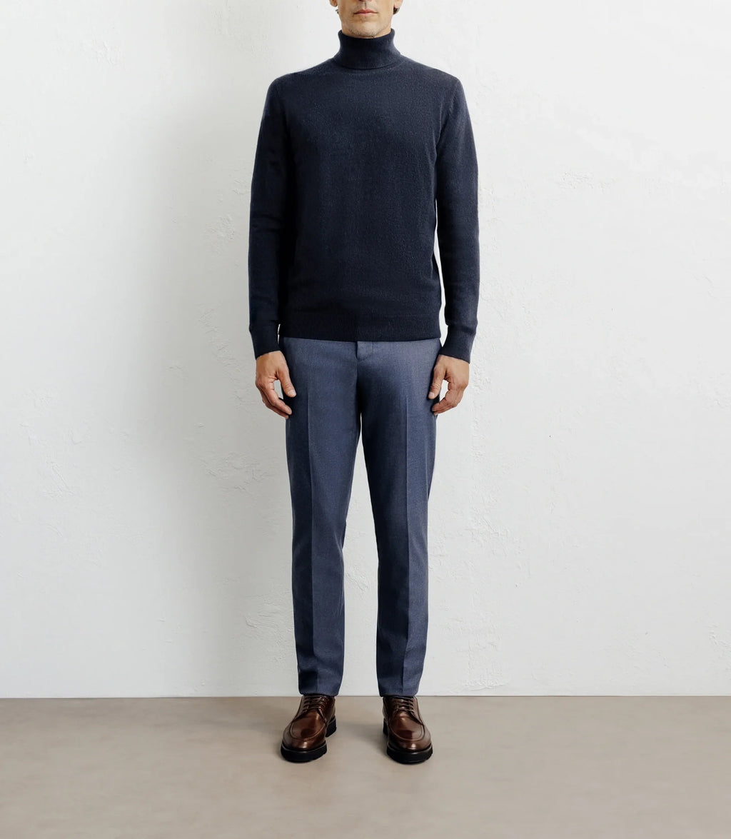 Pull col roulé 100% cachemire marine - IZAC