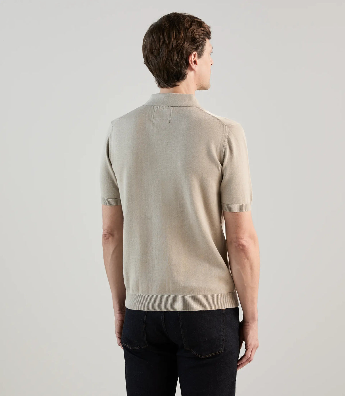 Polo col chemise en maille beige - IZAC