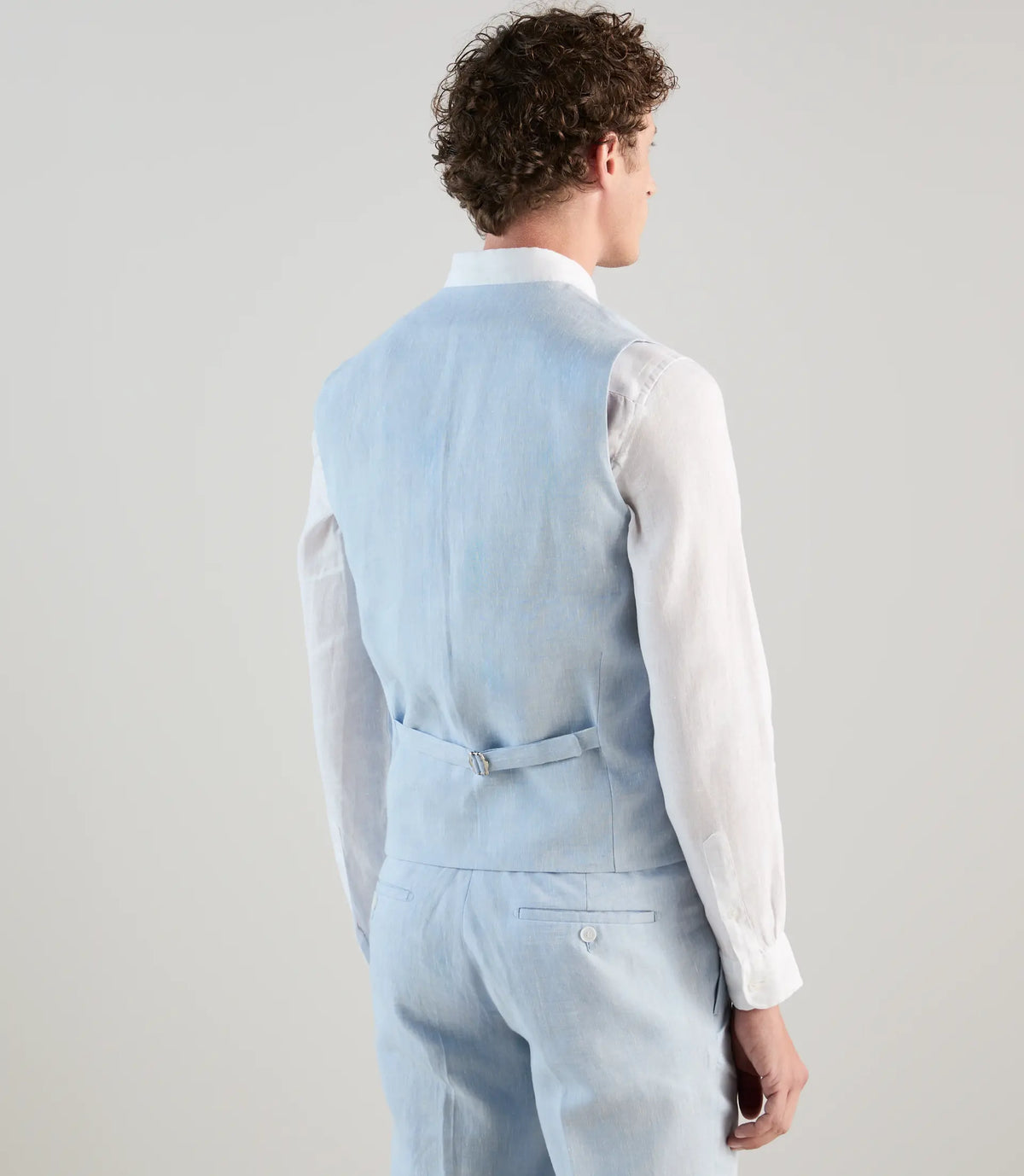 Gilet ville 100% lin bleu ciel - IZAC