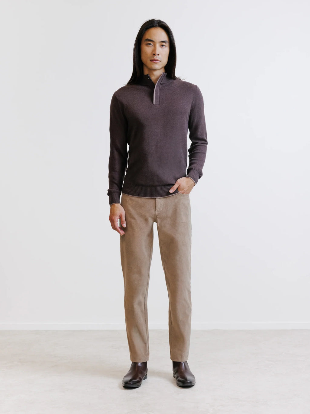 Pull col montant marron - IZAC