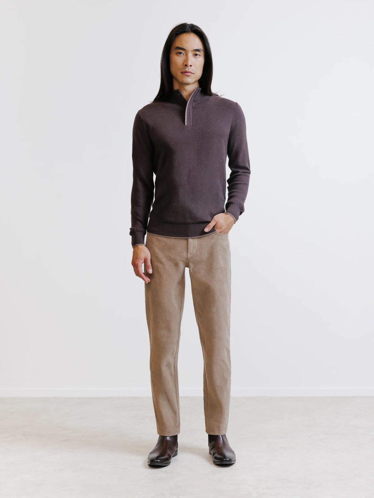 Pull col montant marron - IZAC