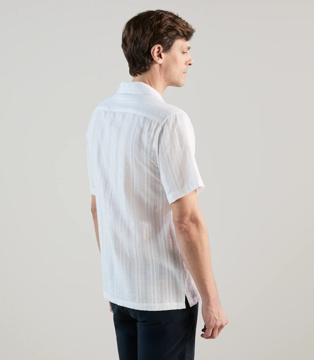 Chemise casual brodée blanche - IZAC