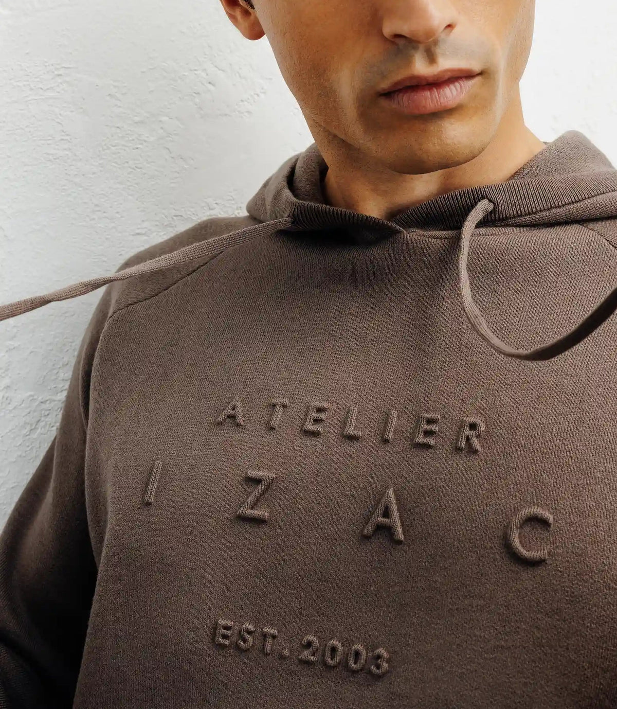 Pull à capuche en maille chatain - IZAC