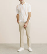 Polo en maille à rayures pêche - IZAC