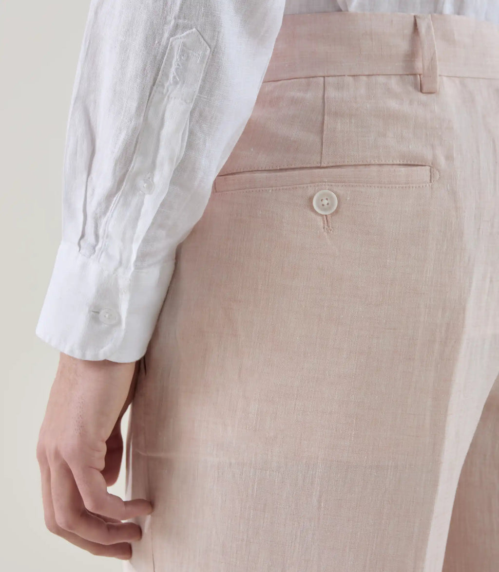 Pantalon ville 100% lin rose - IZAC