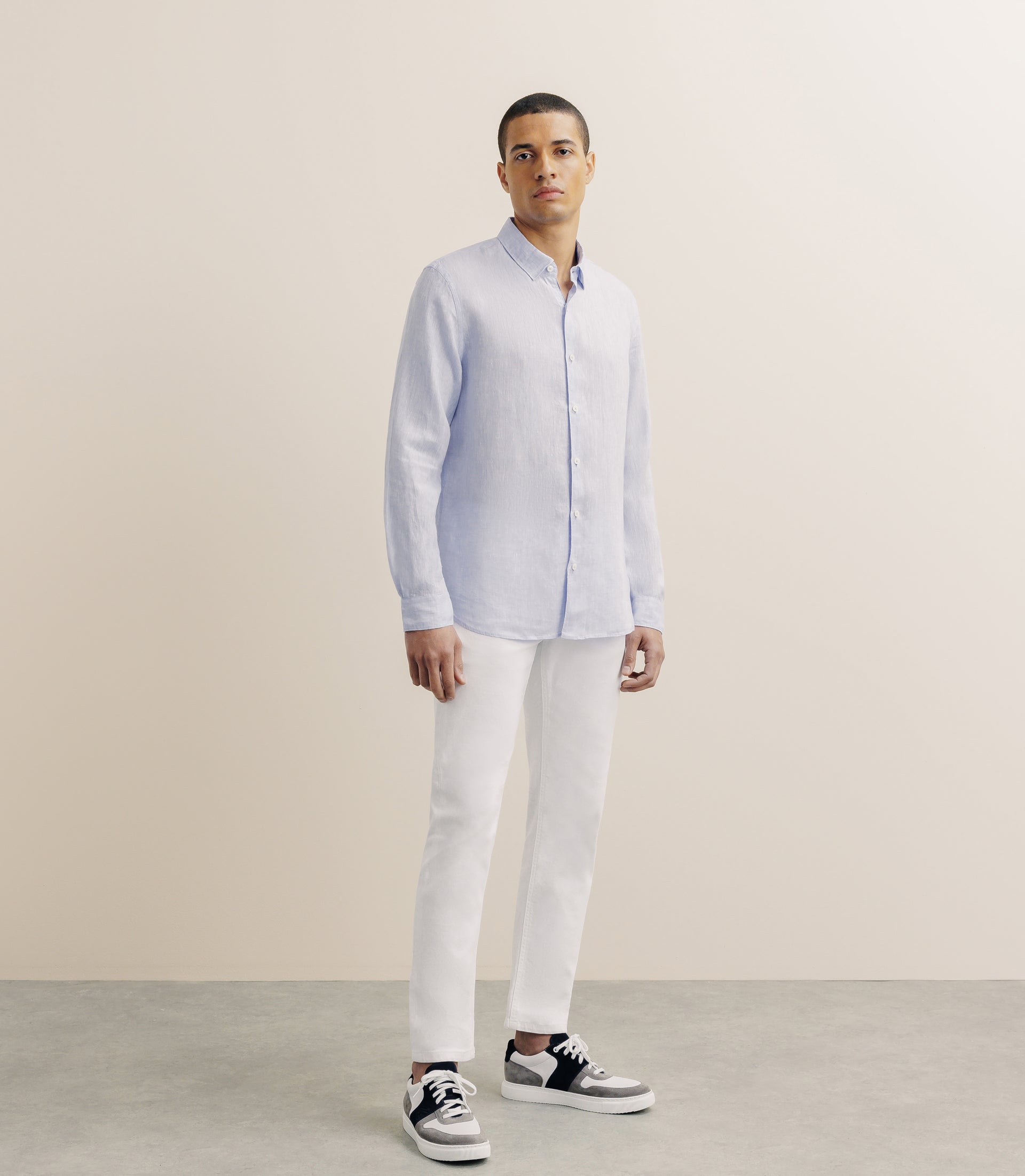 Chemise unie 100% lin ciel - IZAC