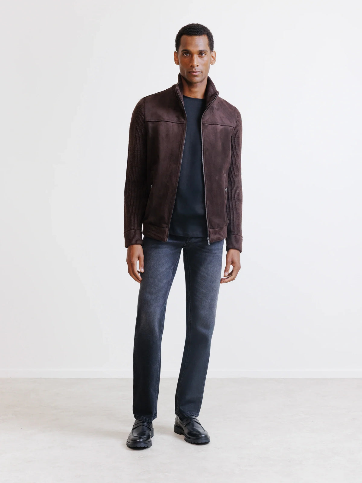 Gilet zippé bi-matière marron - IZAC