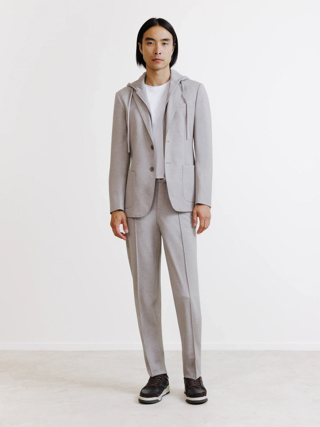 Veste en maille avec parementure taupe - IZAC
