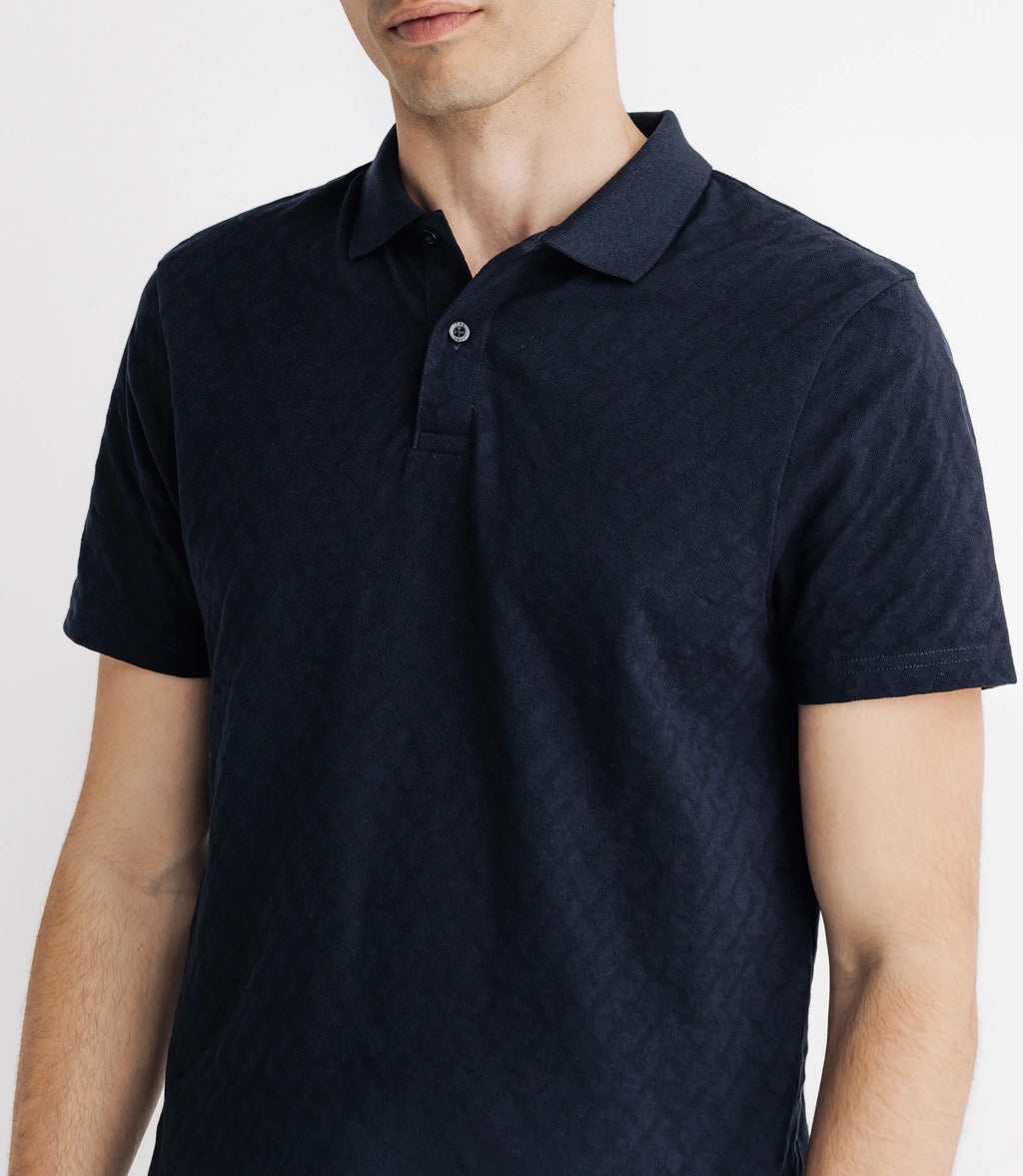 Polo en jacquard marine - IZAC