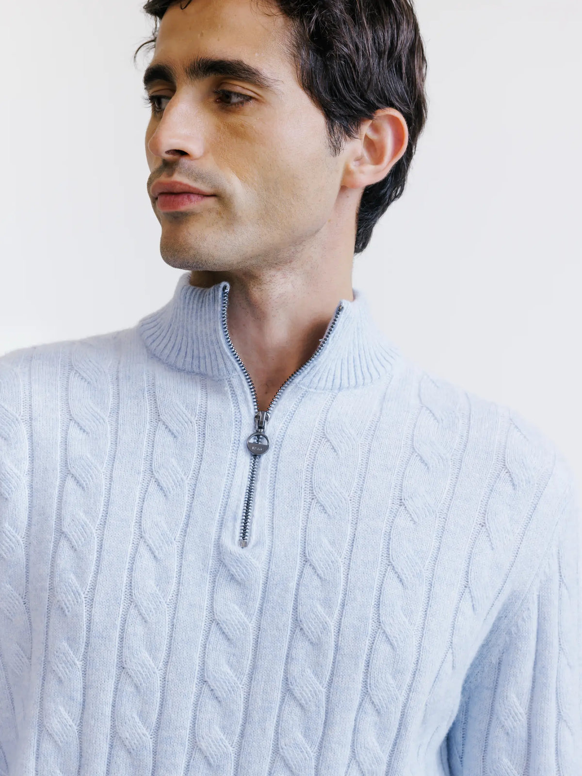 Pull col montant demi-zip bleu ciel - IZAC