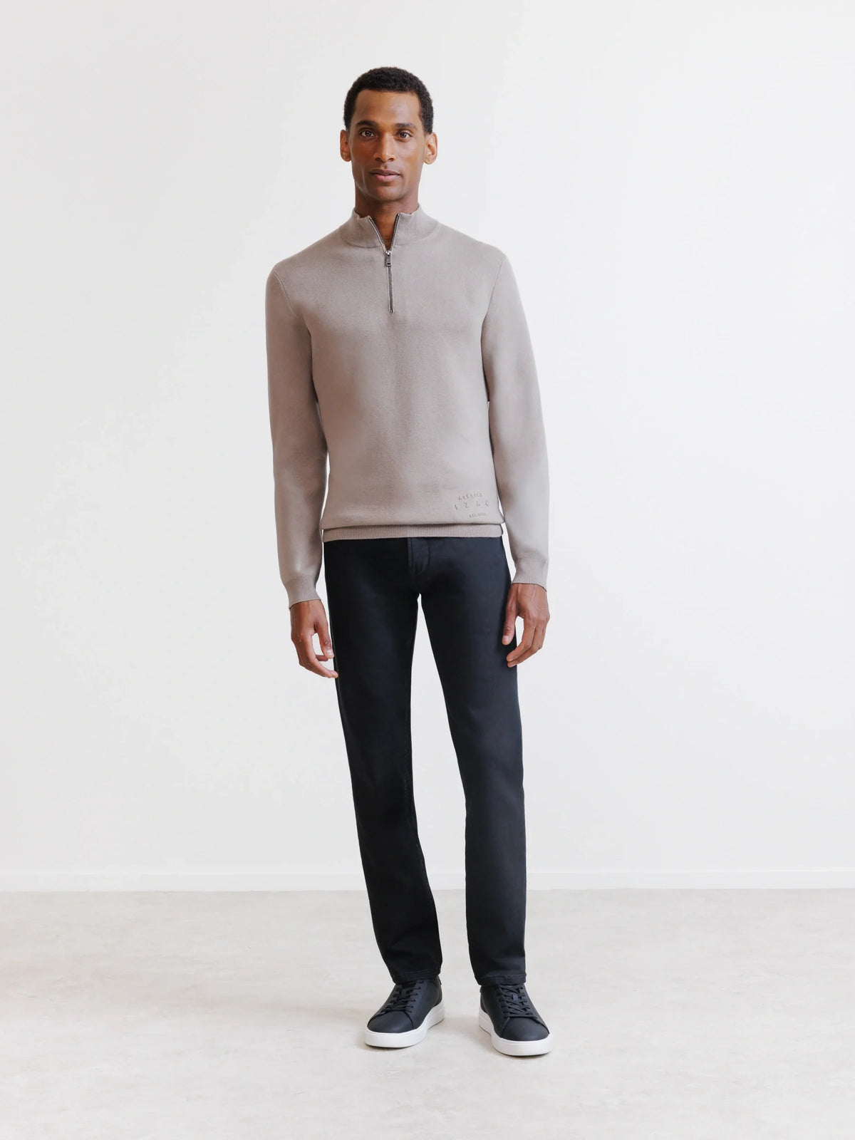 Pull à col demi-zippé taupe - IZAC