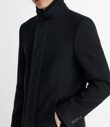Manteau ville droit à col montant noir - IZAC