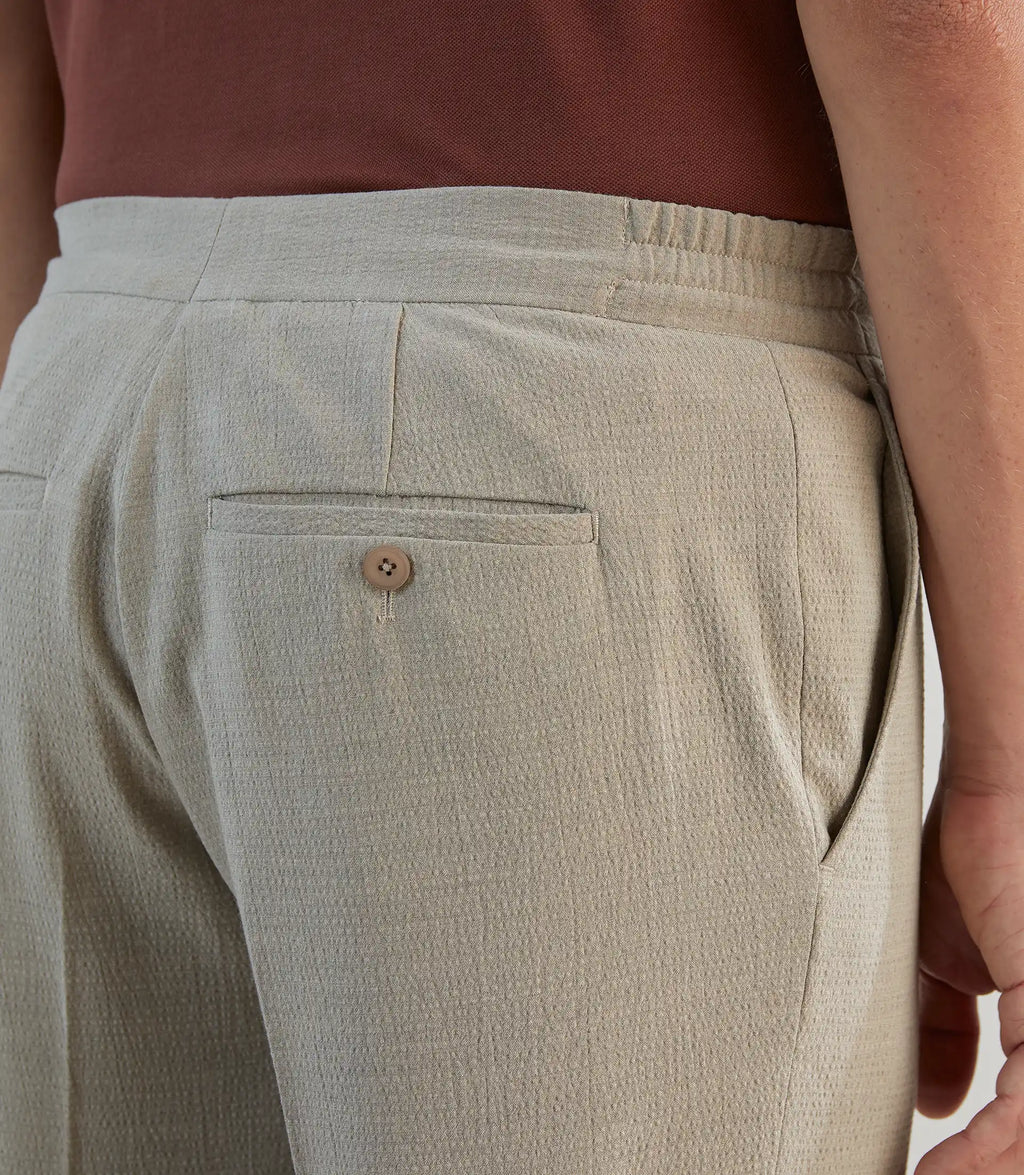 Pantalon ville en seersucker beige - IZAC