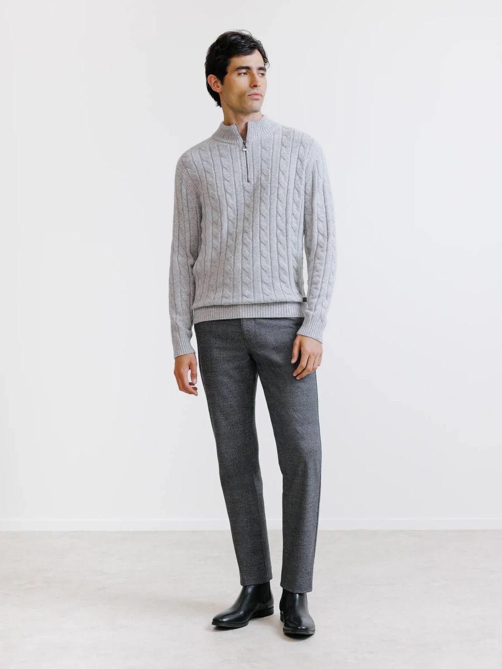 Pull col montant demi-zip gris chiné - IZAC