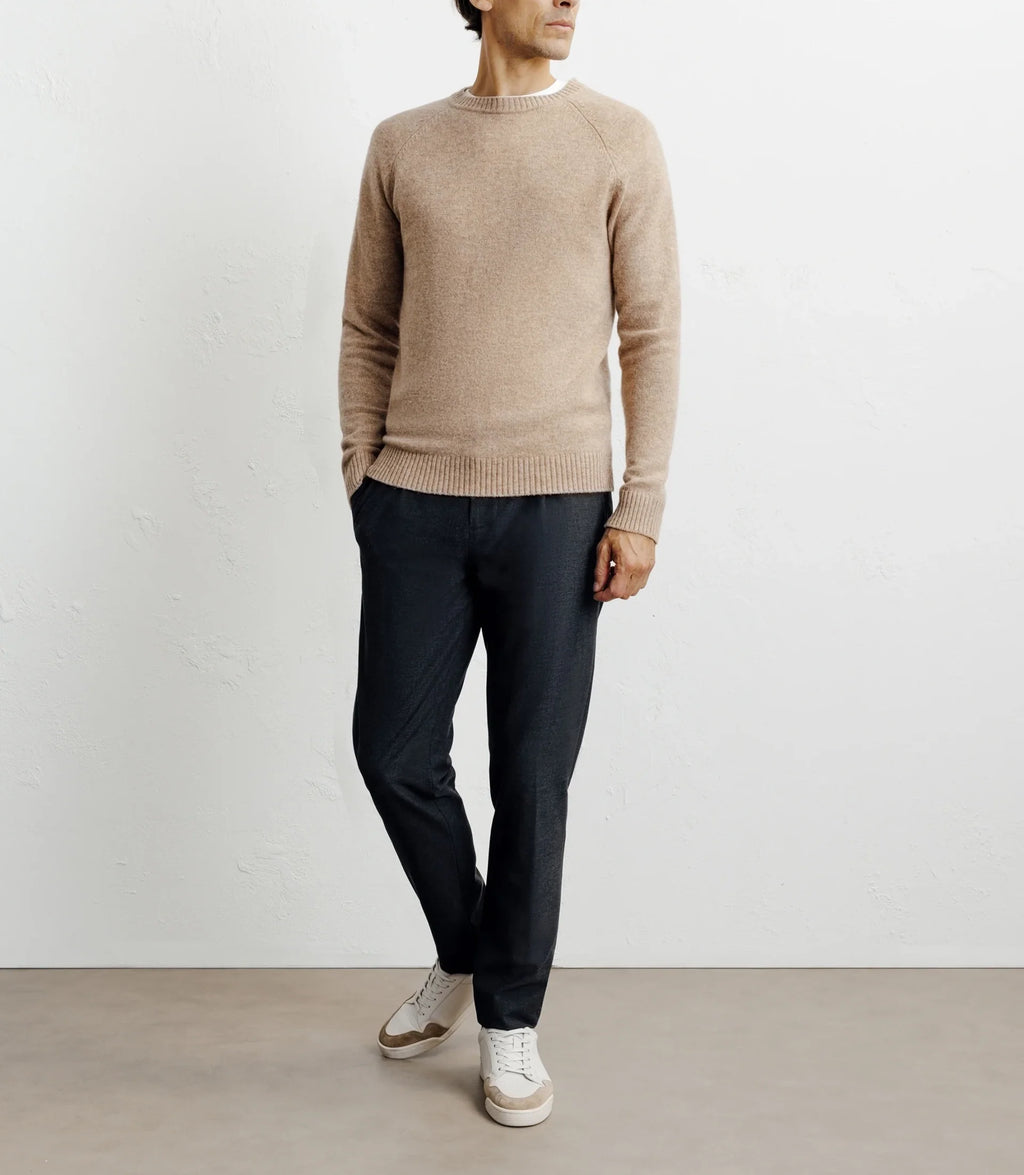 Pull en laine col rond beige - IZAC