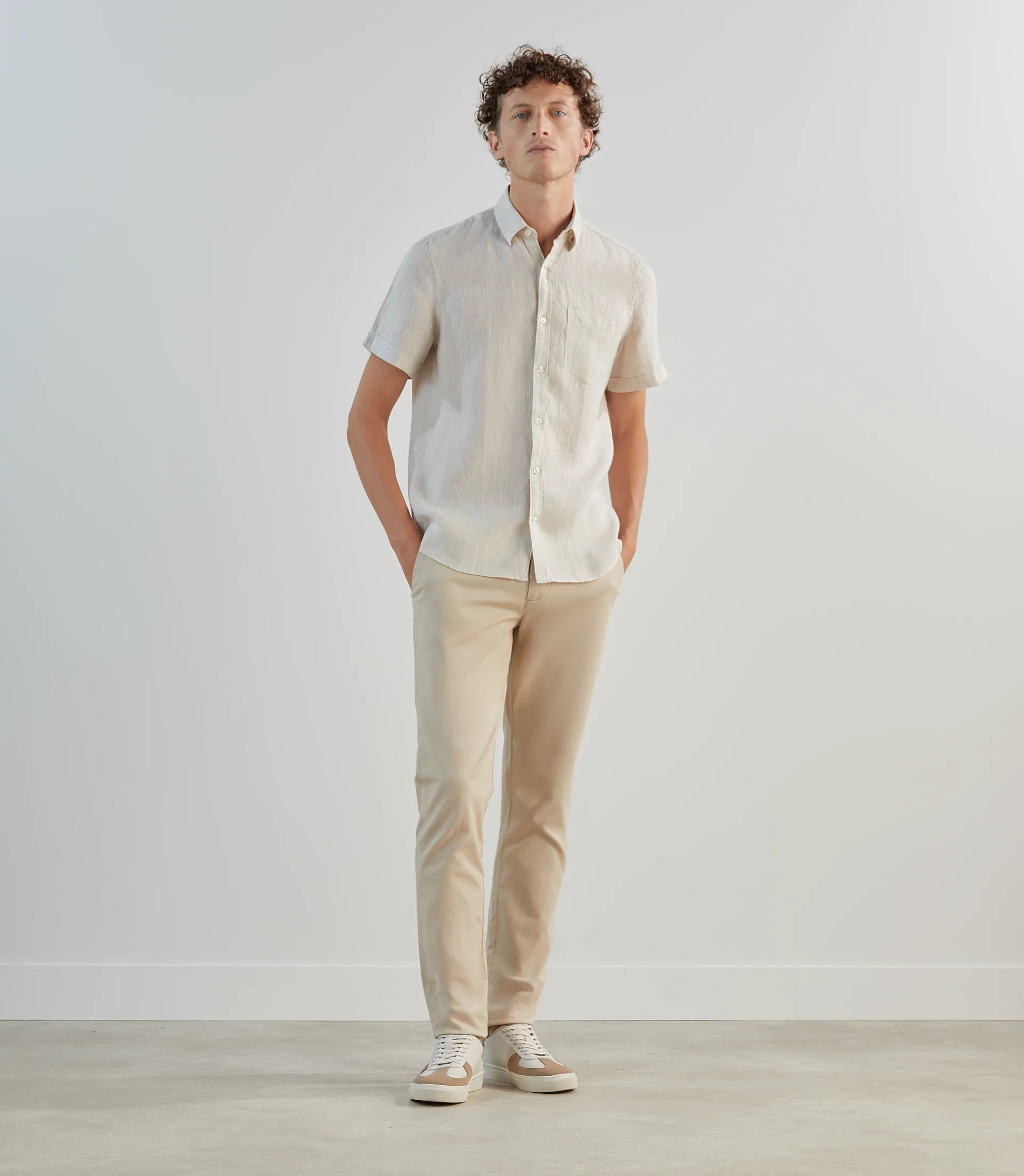 Chemise casual 100% lin beige - IZAC