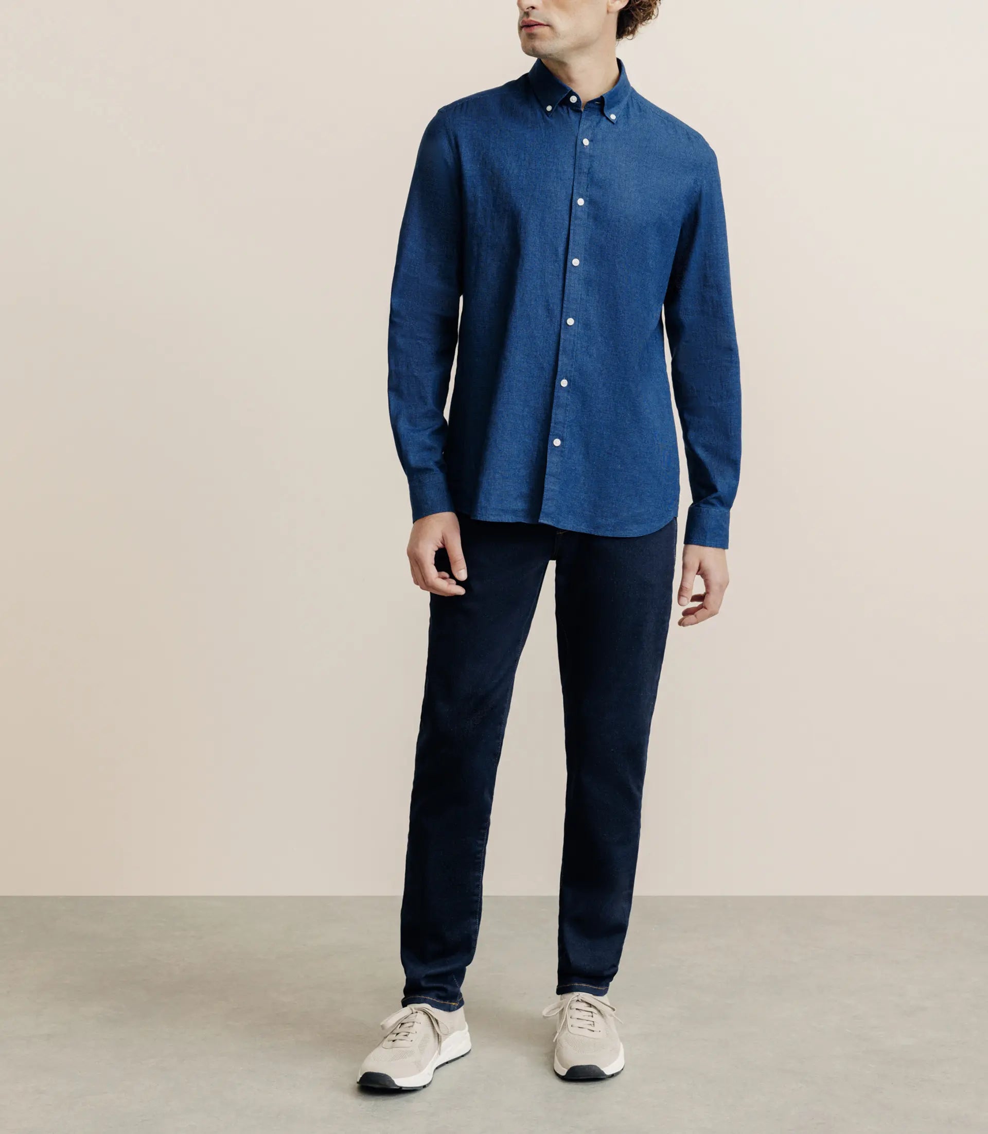 Chemise col boutonné marine - IZAC