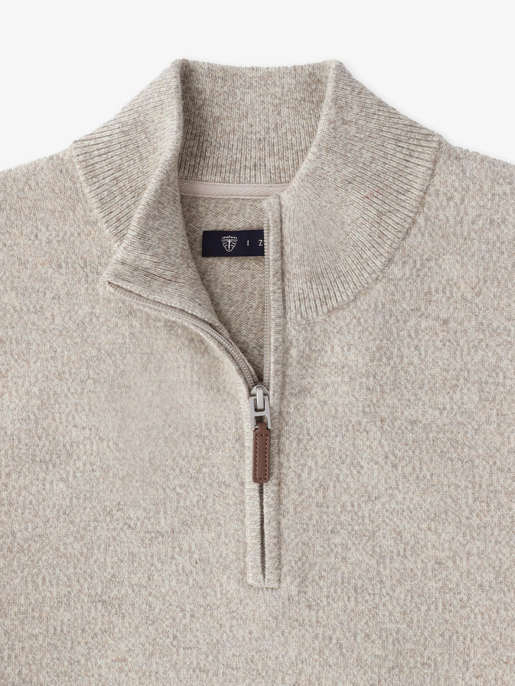 Pull col demi zip mouliné beige - IZAC