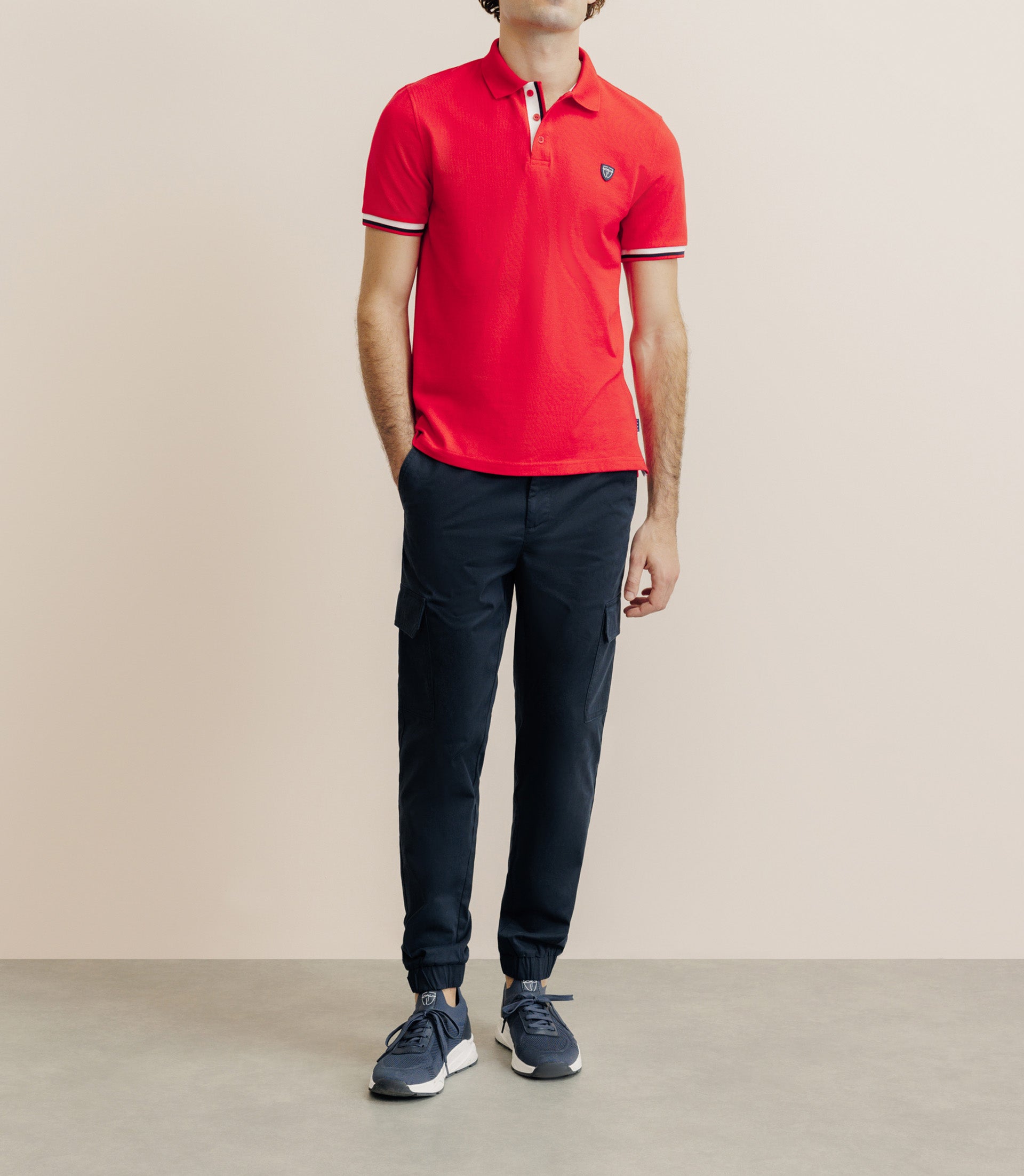 Polo à contraste rouge - IZAC